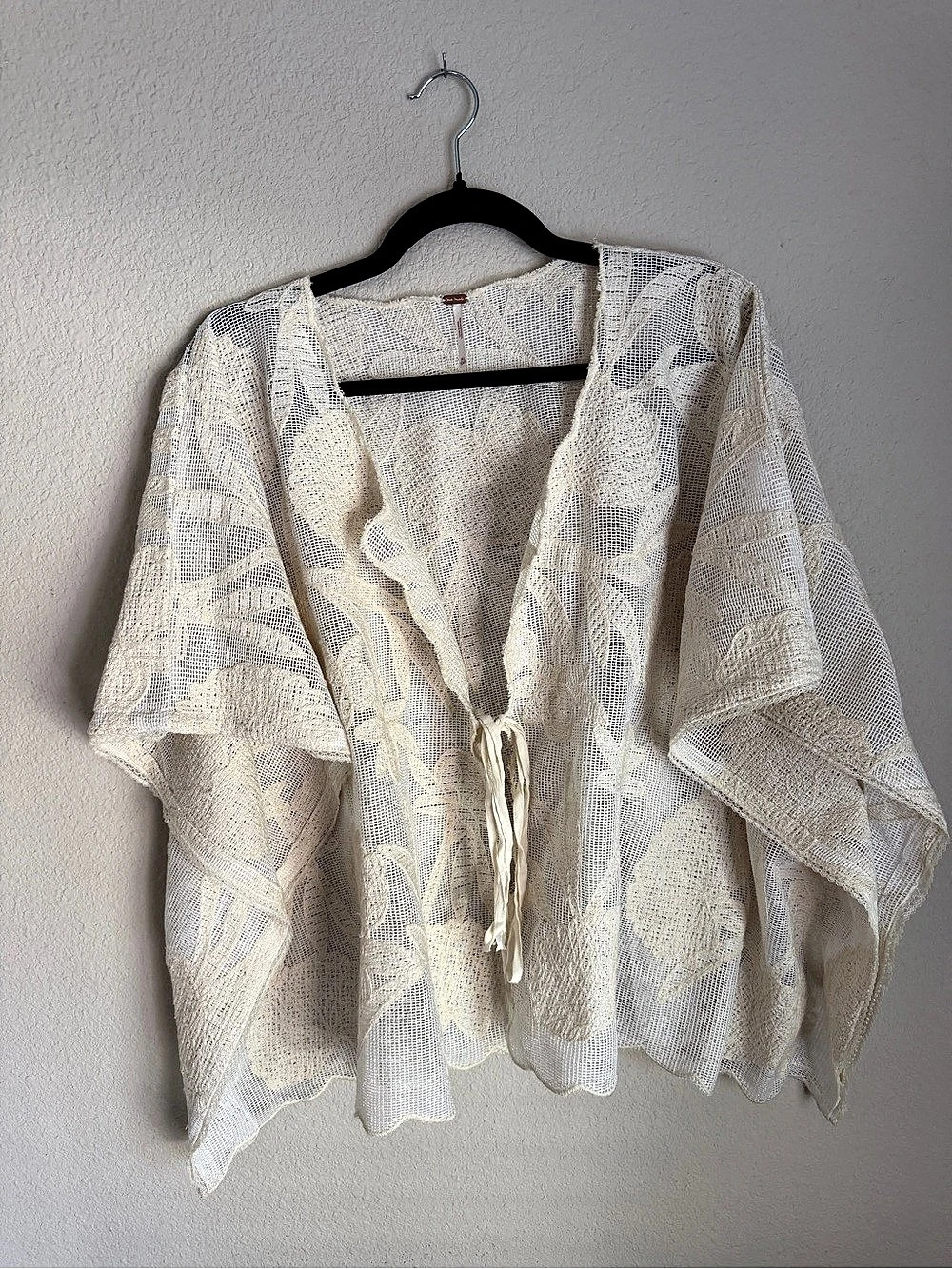 Free People Willow Tie Front Cape in Ivory, One Size
